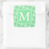 Monogram patroon groene cirkels vierkante sticker (Tas)
