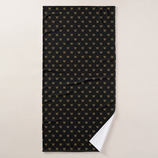 Monogram Patroon Initiaal Gold Black Badhanddoek (Badhanddoek)