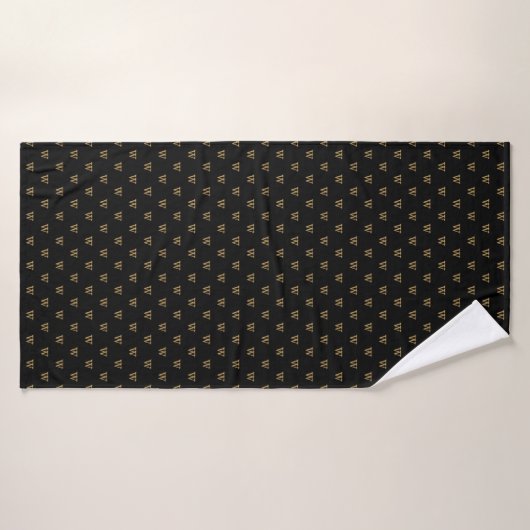 Monogram Patroon Initiaal Gold Black Badhanddoek (Badhanddoek)
