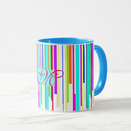 Monogram patroon met cellofaankleuringen mok (Voorkant rechts)