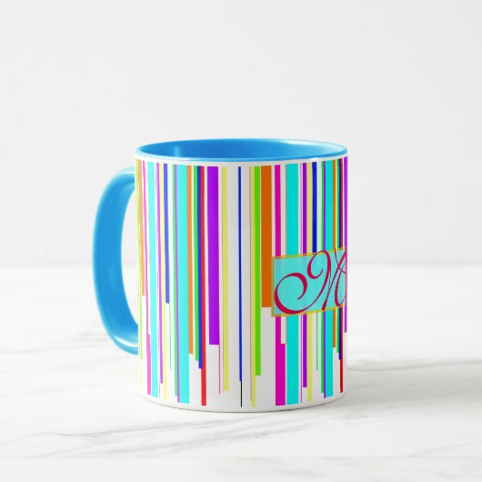 Monogram patroon met cellofaankleuringen mok (Voorkant links)