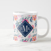 Monogram | Patroon met geschilde Rozen Grote Koffiekop (Rechts)