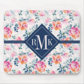 Monogram | Patroon met geschilde Rozen Muismat (Voorkant)