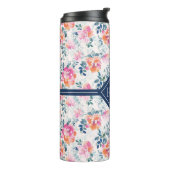 Monogram | Patroon met geschilde Rozen Thermosbeker (Gedraaid links)