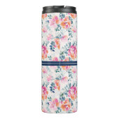 Monogram | Patroon met geschilde Rozen Thermosbeker (Achterkant)