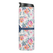 Monogram | Patroon met geschilde Rozen Thermosbeker (Geroteerd rechts)