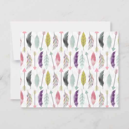 Monogram patroon pijlen en veren notitiekaartje (Achterkant)