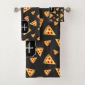 Monogram patroon pizza's bad handdoek (Insitu)