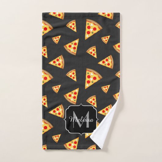 Monogram patroon pizza's bad handdoek (Handdoek)