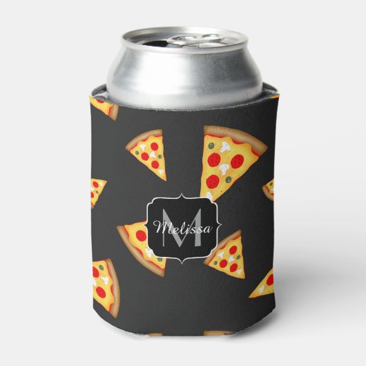 Monogram patroon pizza's blikjeskoeler (Blikje Voorkant)