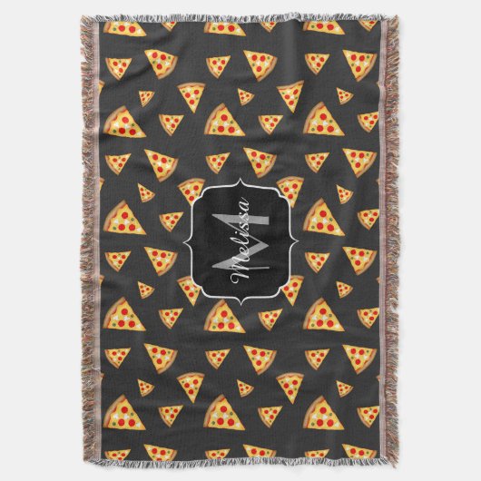 Monogram patroon pizza's deken (Voorkant Verticaal)