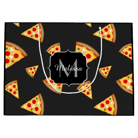 Monogram patroon pizza's groot cadeauzakje (Voorkant)