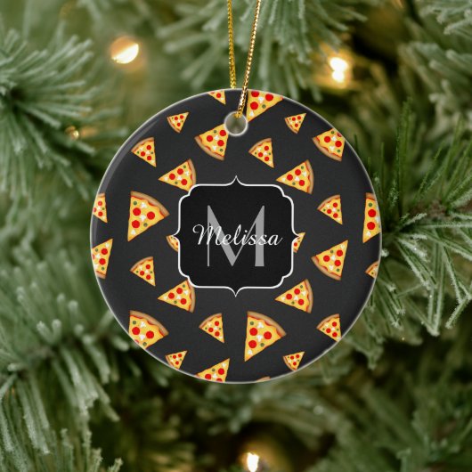 Monogram patroon pizza's keramisch ornament (Boom)