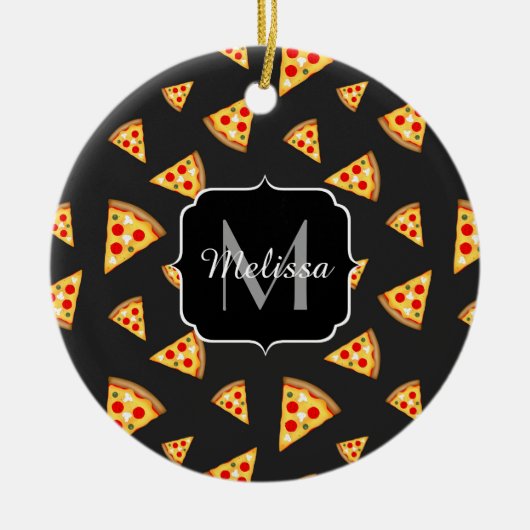 Monogram patroon pizza's keramisch ornament (Voorkant)