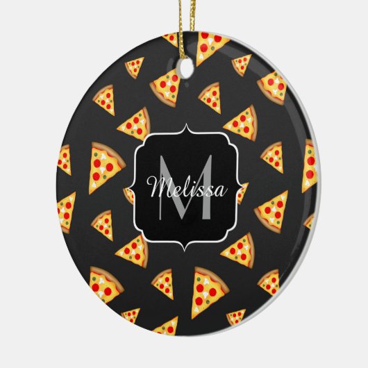 Monogram patroon pizza's keramisch ornament (Links)
