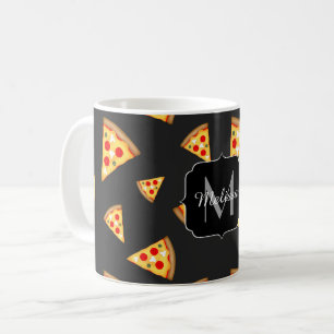 Monogram patroon pizza's koffiemok