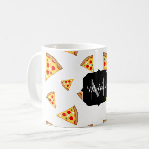 Monogram patroon pizza's koffiemok