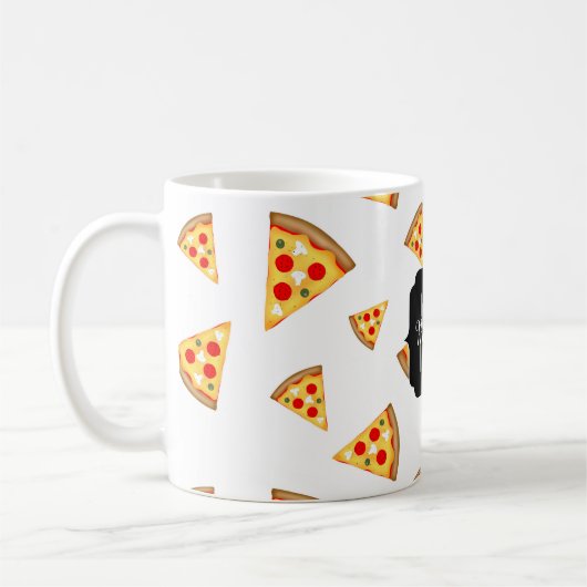 Monogram patroon pizza's koffiemok (Links)