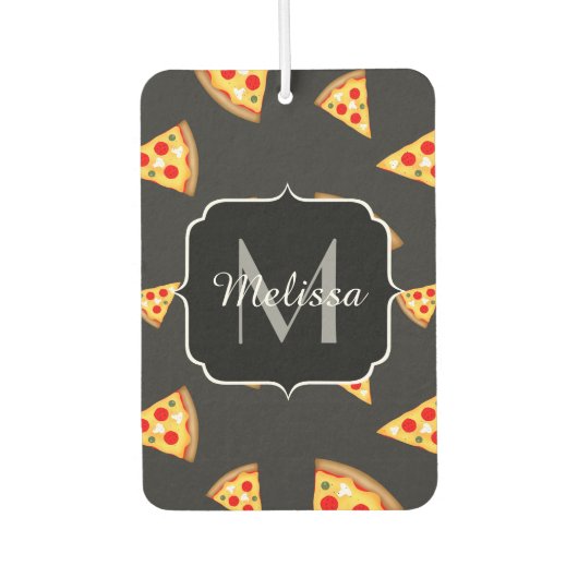 Monogram patroon pizza's luchtverfrisser (Voorkant)