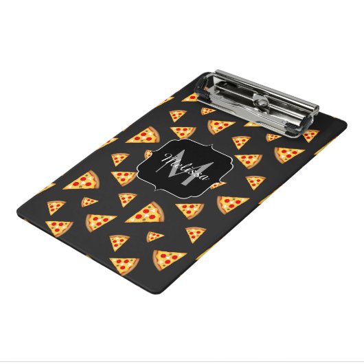 Monogram patroon pizza's mini klembord (Angled3)