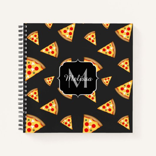 Monogram patroon pizza's notitieboek (Voorkant)