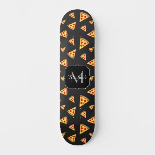 Monogram patroon pizza's persoonlijk skateboard (Voorkant)