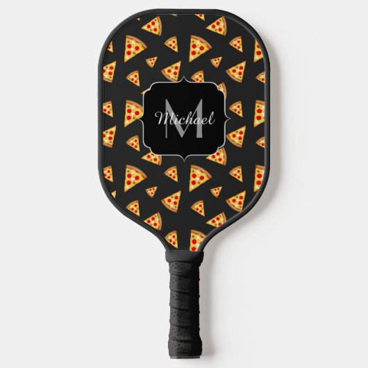 Monogram patroon pizza's pickleball paddle (Voorkant)