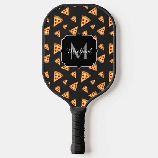 Monogram patroon pizza's pickleball paddle (Achterkant)