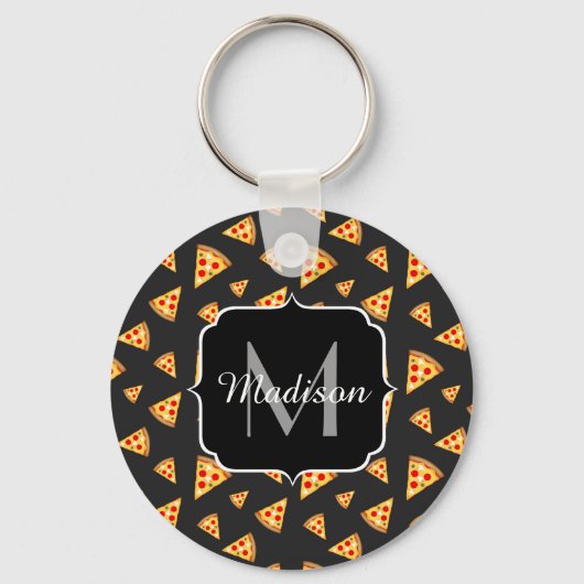 Monogram patroon pizza's sleutelhanger (Voorkant)