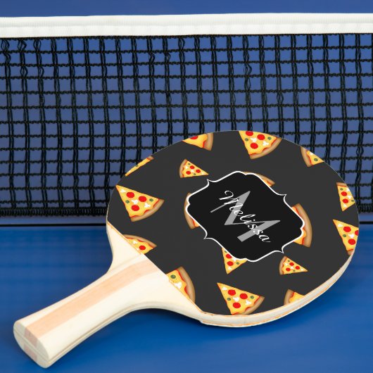Monogram patroon pizza's tafeltennisbatje (Insitu)