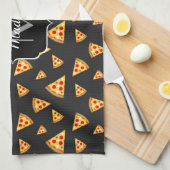 Monogram patroon pizza's theedoek (Quarter Fold)