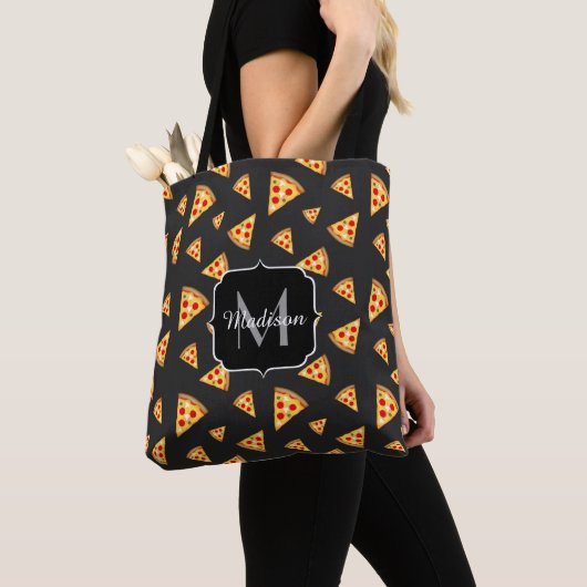 Monogram patroon pizza's tote bag (Dichtbij)