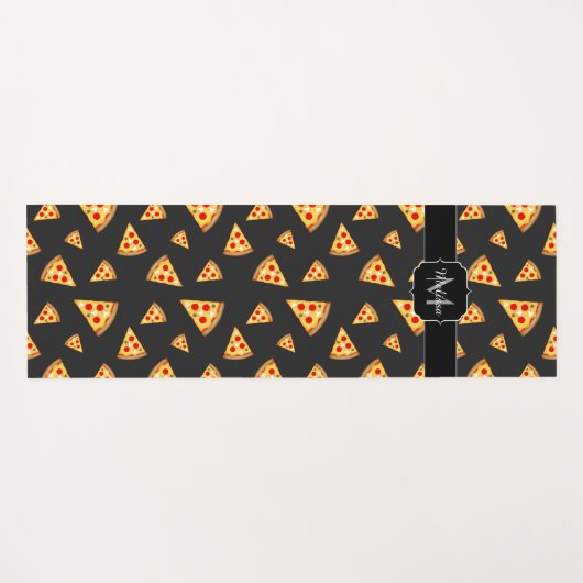 Monogram patroon pizza's yogamat (Achterkant (horizontaal))