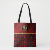 Monogram patroon Rood en luipaard Tote Bag (Voorkant)
