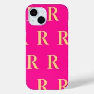 Monogram Patroon Stijlvol Hot Pink iPhone 15 Case