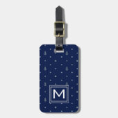 Monogram patroon van Anchor Polka Dots Bagagelabel (Voorkant verticaal)