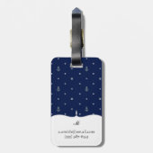 Monogram patroon van Anchor Polka Dots Bagagelabel (Achterkant verticaal)