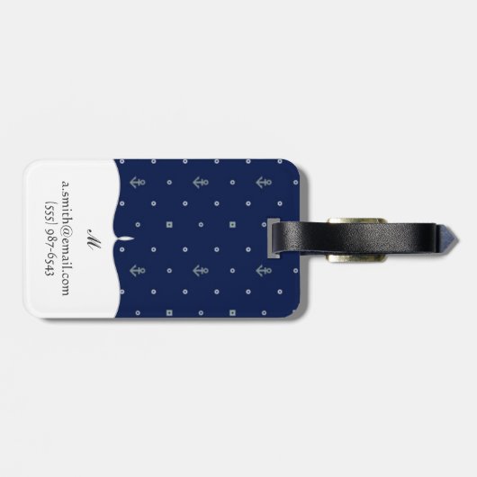 Monogram patroon van Anchor Polka Dots Bagagelabel (Achterkant horizontaal)