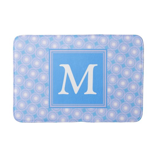 Monogram patroon van elektrische blauwe cirkels badmat (Voorkant)