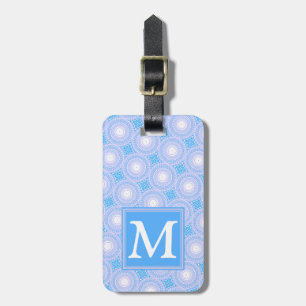 Monogram patroon van elektrische blauwe cirkels bagagelabel