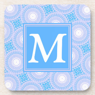 Monogram patroon van elektrische blauwe cirkels bier onderzetter