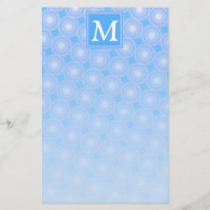 Monogram patroon van elektrische blauwe cirkels briefpapier