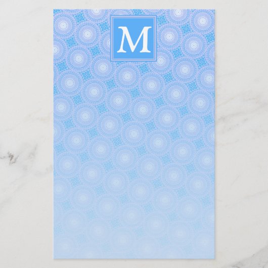 Monogram patroon van elektrische blauwe cirkels briefpapier (Voorkant)