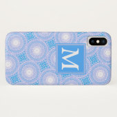 Monogram patroon van elektrische blauwe cirkels Case-Mate iPhone case (Achterkant (horizontaal))