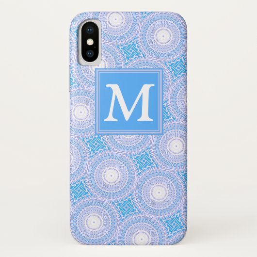 Monogram patroon van elektrische blauwe cirkels Case-Mate iPhone case (Achterkant)