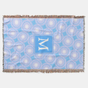 Monogram patroon van elektrische blauwe cirkels deken
