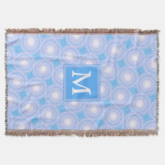Monogram patroon van elektrische blauwe cirkels deken (Voorkant)
