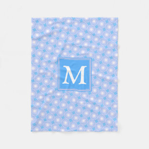 Monogram patroon van elektrische blauwe cirkels fleece deken