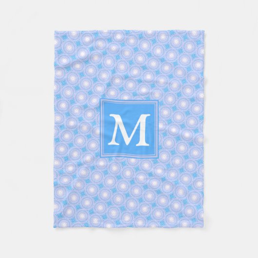 Monogram patroon van elektrische blauwe cirkels fleece deken (Voorkant)