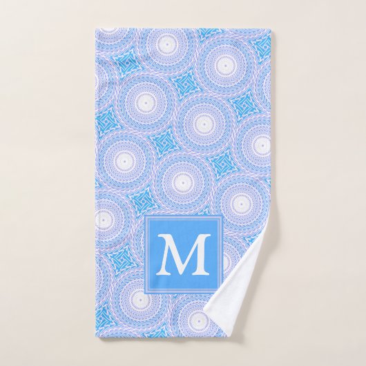 Monogram patroon van elektrische blauwe cirkels handdoek (Handdoek)